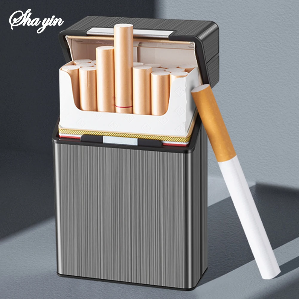 المحمولة 20 قطعة علبة السجائر الألومنيوم العادية الملك الحجم البلاستيك السيجار حامل التبغ صندوق تخزين الحاويات اكسسوارات التدخين