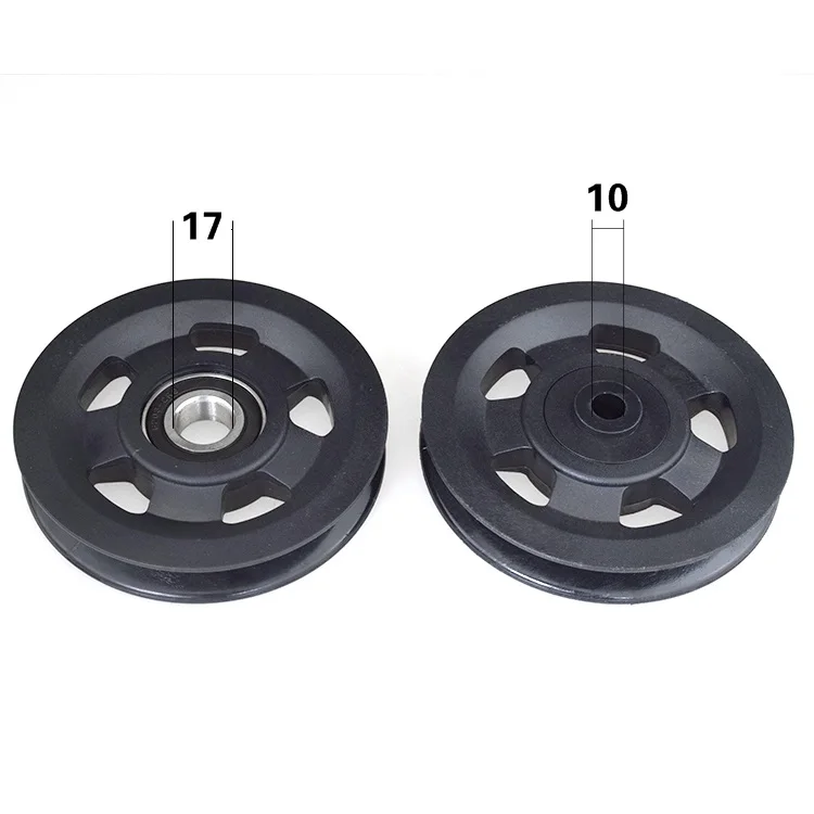 1 szt. 17x114x20mm łożysko 17mm średnica wewnętrzna pokryte gumą nylonowe koło odporne na zużycie sprzęt sportowy lina stalowa gwintowanie