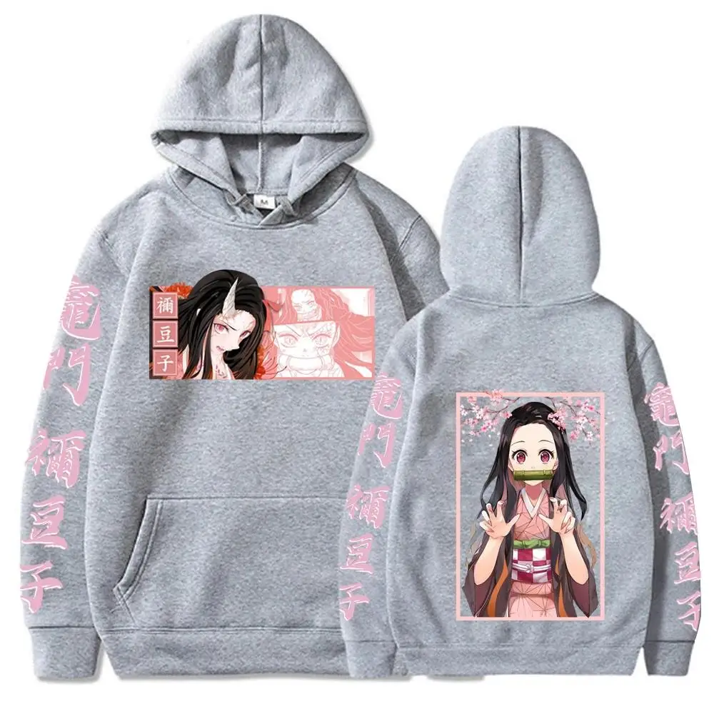 Japan Anime Demon Slayer Kamado Girl Autumn Warm Pullover Streetwear Nezuko Printing Women Hoodies Plus Size Sweatshirt Harajuku