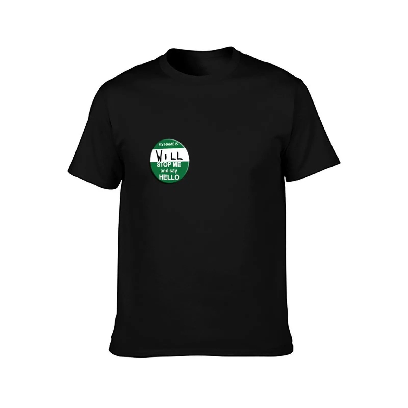 The Inbetweeners - Hi I am Will Big Gay Green badge T-Shirt Vintage Print Crew Neck Tee T-Shirt