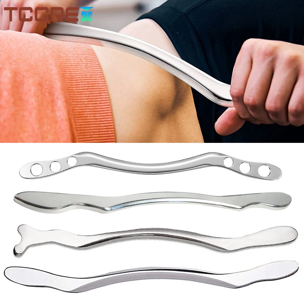 Stainless Steel Gua Sha Scraping Massage Tool, IASTM Tools, Long Bar Tool for Large Muscles, Great Soft Tissue Mobilization Tool