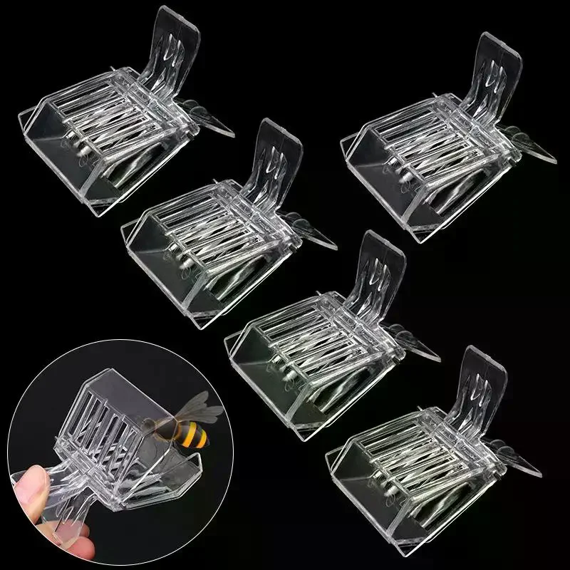 3/5 Transparent Clip-on Bee Cages, Plastic Clips, Queen Cages, Bee Catchers, Beekeeping Tools