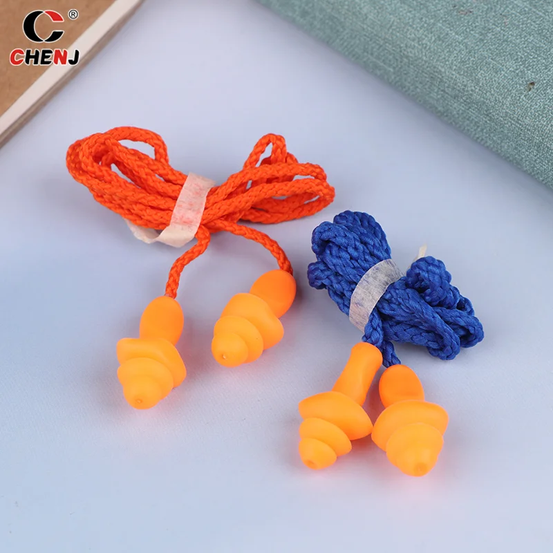 Reusable Soft Silicone Corded Ear Plug Protector Anti-Noise Ear Plug Waterproof Swimming Earplugs Anti Lost Earplug With Rope