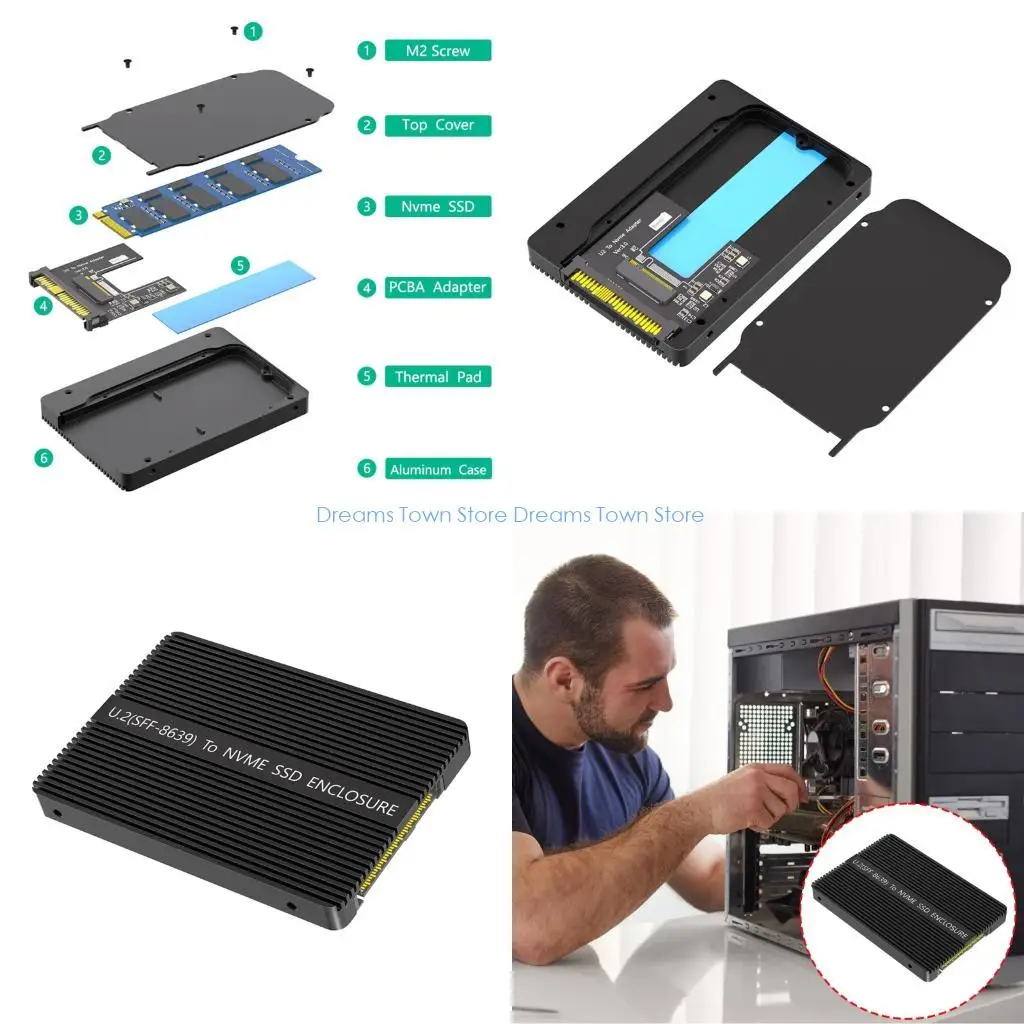 

HX6A U.2 SFF 8639 до NVME CARD BOX BOX только эффективное ящик для тепловой рассеивания.