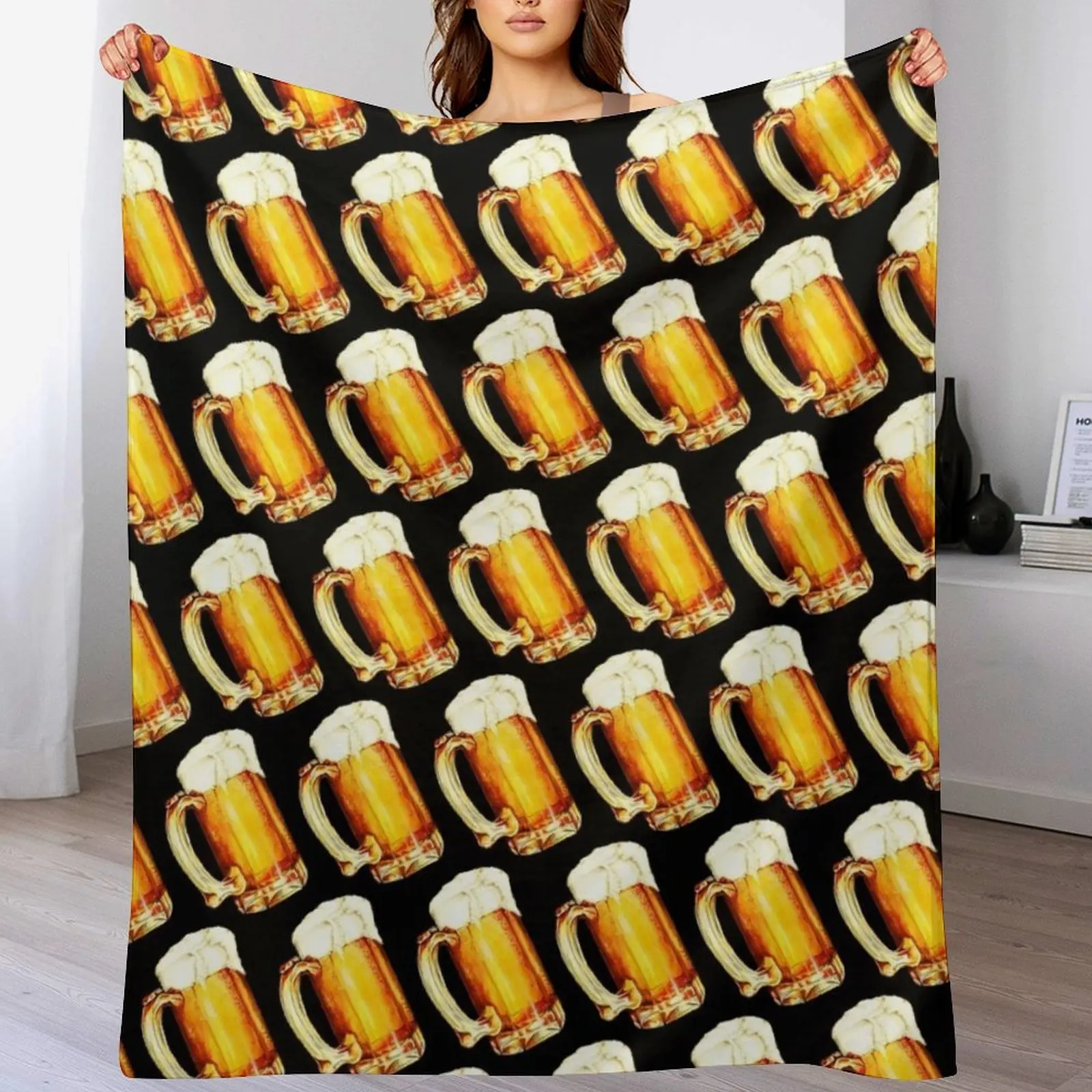 Bier Pattern Throw Blanket Decorative Sofa warm for winter Blankets