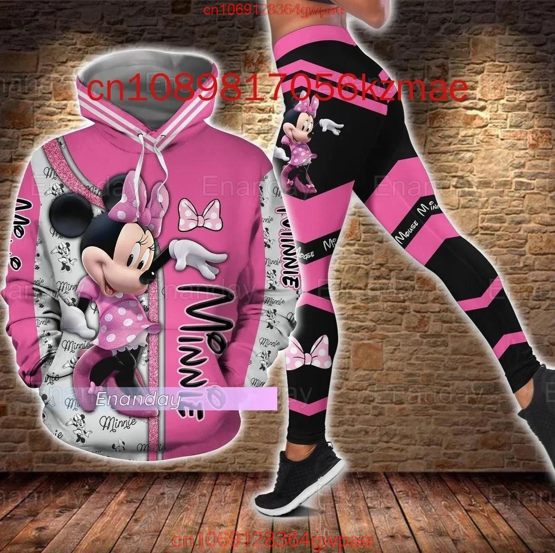 Disney Minnie Mouse Hoodie Women's Hoodie Set Mickey Yoga Pants Sweatpants Women's Yoga Y2k Hoodie Leggings Fashion Tracksuit