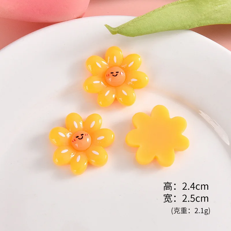 20pcs Resin Kawaii Colorful Flower Sunflower Daisy Clover Flat Back Cartoon Christmas Figurines Scrapbook DIY Decor Crafts