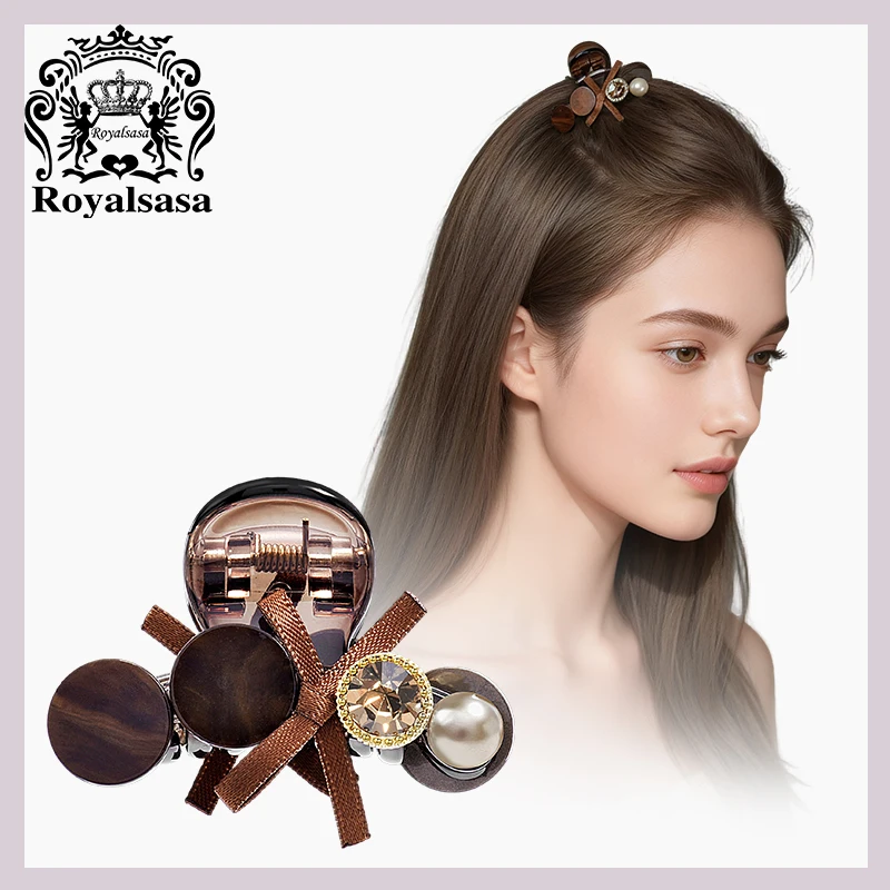 Roya L Sasa - Pinza de Pelo Vintage con Lazo Pequeño de Mariposa para Mujer, Accesorios Elegantes para el Cabello, Horquillas...