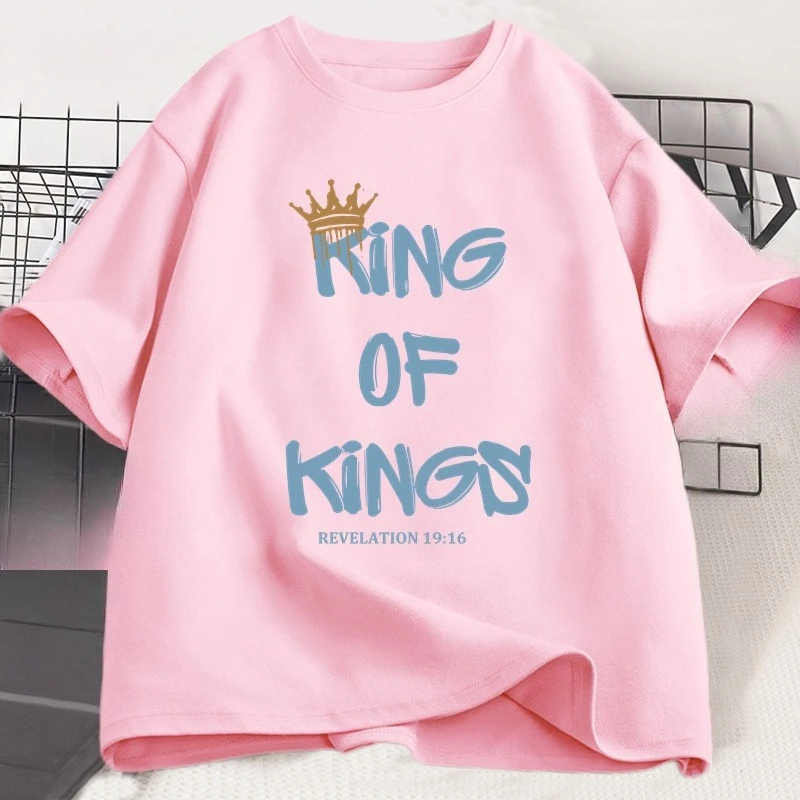 König der Könige T-Shirt Christliche Kleidung Religiöses Geschenk für Männer Frauen Jesus Christus Streetwear Glaube Baumwolle Kurzarm-T-Shirts