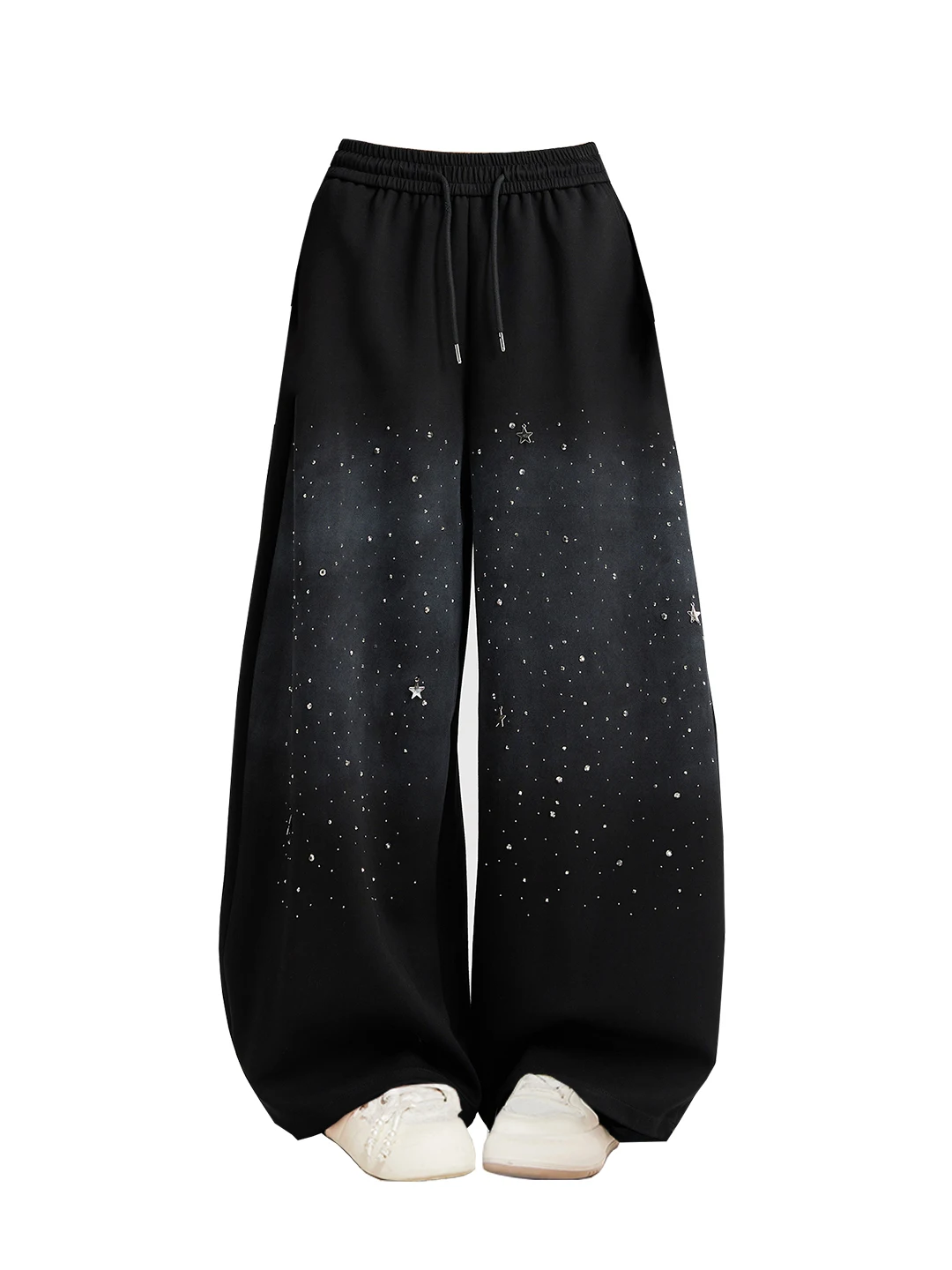 

Женские повседневные брюки adient Color Star с высокой талией, широкими штанинами и стразами, в уличном стиле, модные, осенне-зимние, новинка