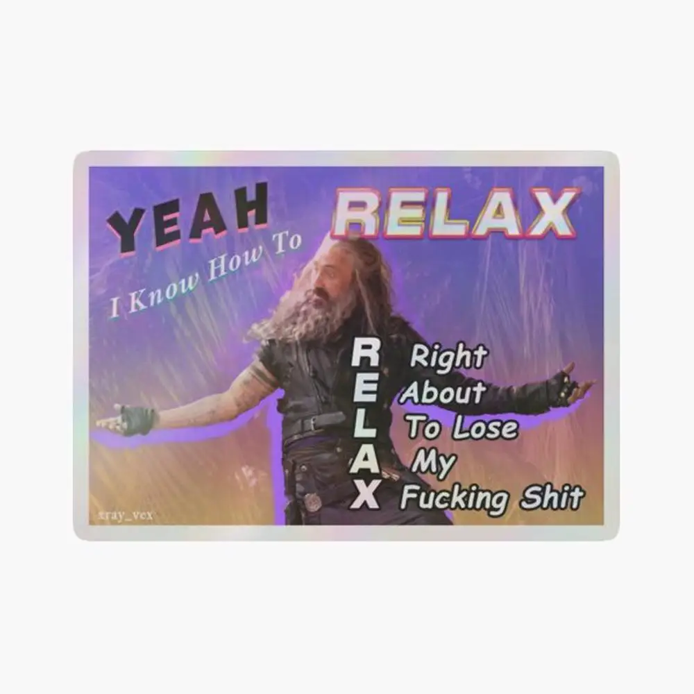 ed teach knows how to relax Holographic Sticker for Laptop Decor Bedroom Car Cute Cartoon Art Fashionable Public Suitcase