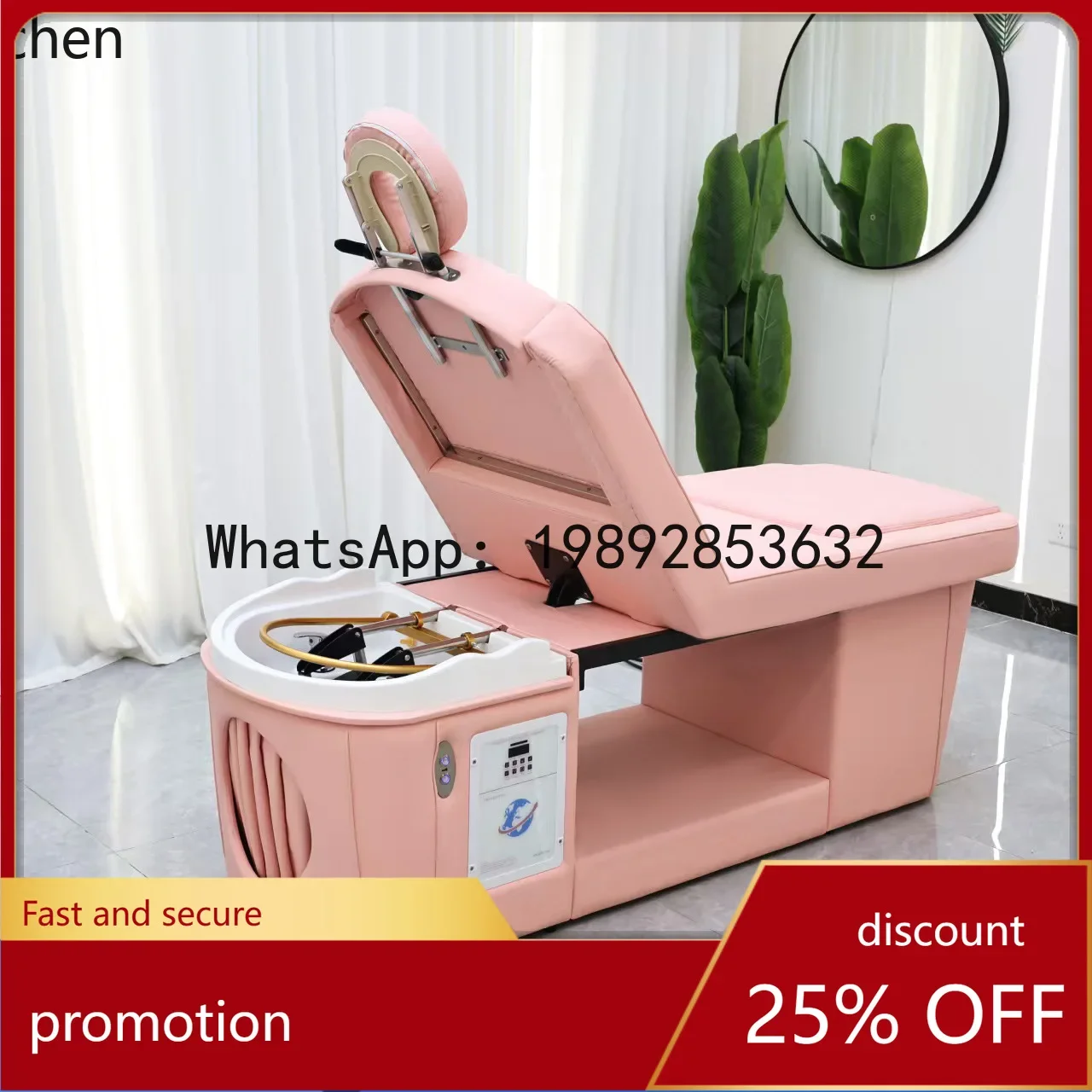 A Shampoo Bed for Hair Salon with Constant Temperature Water Circulation, Head Therapy, Foot Therapy, and Integrated Massage Bed