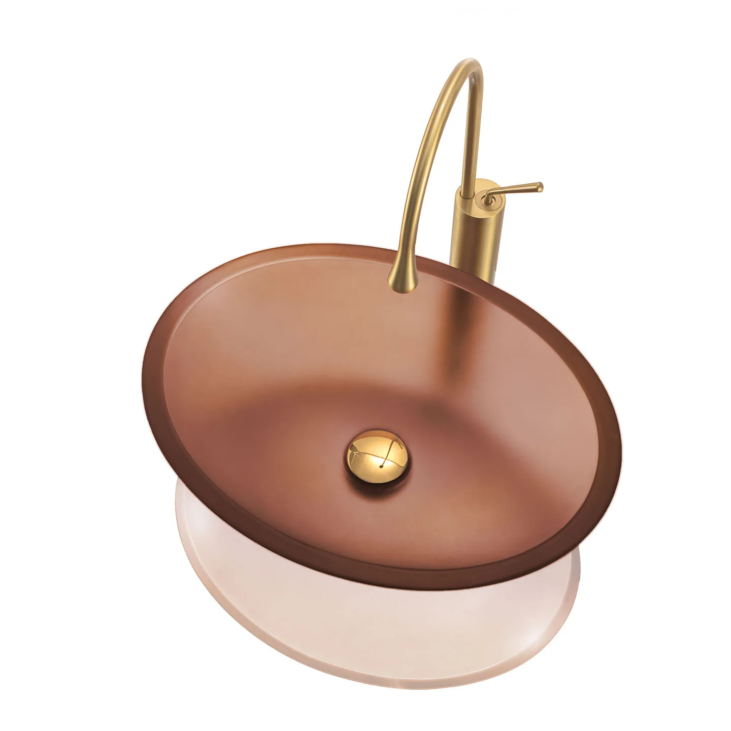 Matte matte tempered glass washbasin, artistic transparent texture, countertop basin, oval washbasin
