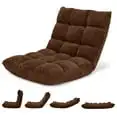 

Costway Adjustable 14-Position Floor Chair Folding Lazy Gaming Sofa Chair Cushioned-Coffee