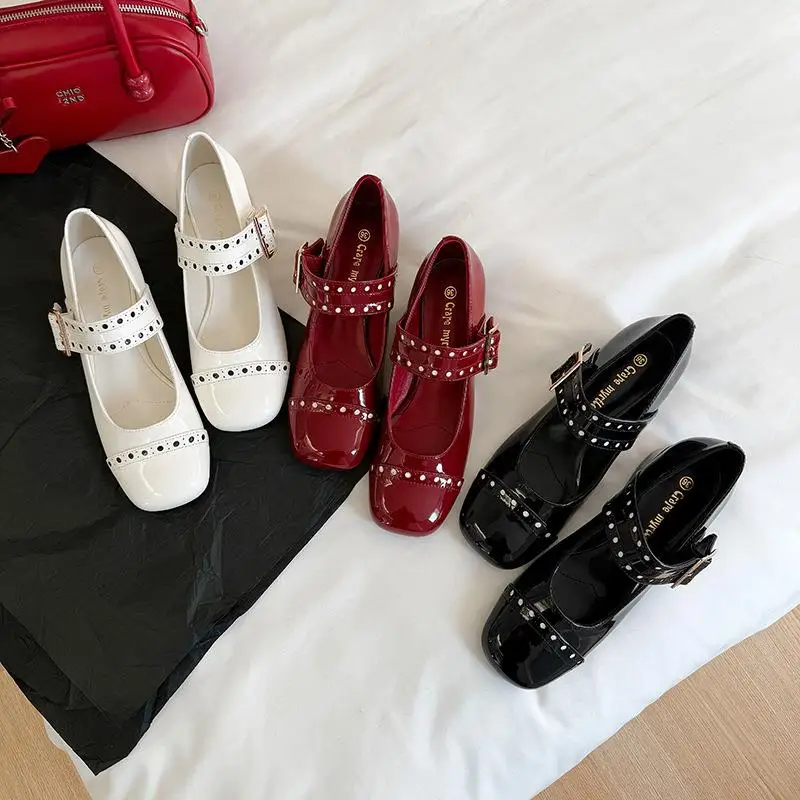 spring-2025-mary-jane-shoes-square-head-slip-on-design-medium-heel-women's-patent-leather-single-shoes-outdoor-camping-travel