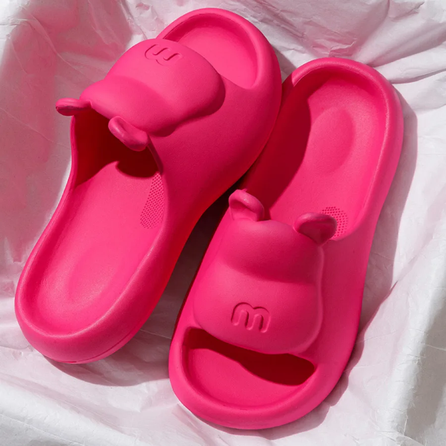 Cute Home Slippers Cloud Woman Bear Summer Beach Slides Indoor Soft Sole Non Slip Eva Sandals Men Male Flip Flops Shower Shoes