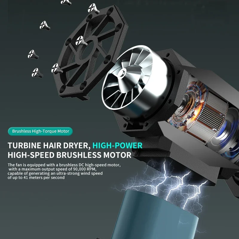 Draagbare Handheld Gewelddadige Blowers 360000 RPM Mini Turbo Jet Fan Hoge snelheid Vacuüm Stofzuiger Oplaadbare Turbo Blower Fans