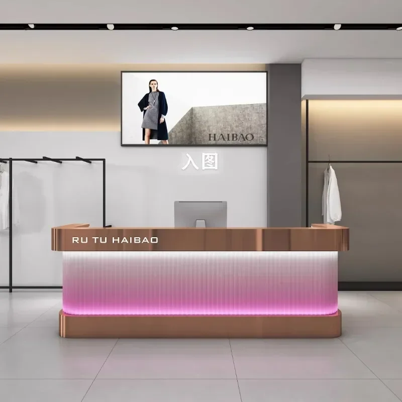 A Design Blue Front Desk Reception Counter Modern U Shape Reception Desks Beauty Clinic Mostrador Recepcion Office Furniture