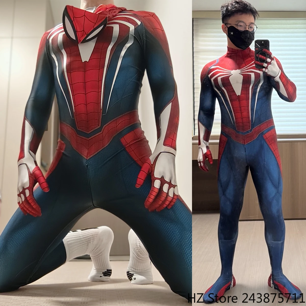 

Игровой костюм «Человек-паук» для PS4, колготки с маской, ткань без лицевой оболочки, распылительная печать, эластичный аниме, потому что настройка