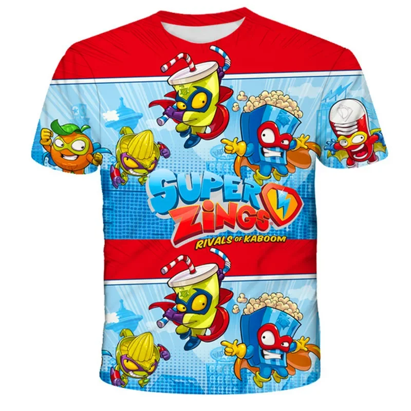 Boys Girls Super Zings Print Tees Tops Costumes New Summer 2023 Children\'s T-shirts Clothing Kids Cartoon Casual O-Neck T Shirts