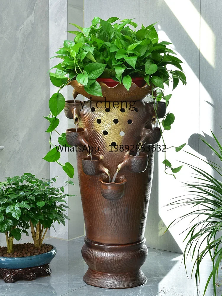 r5.20 flowing water ornament floor-to-ceiling outdoor pottery pot landscaping courtyard garden layout water feature