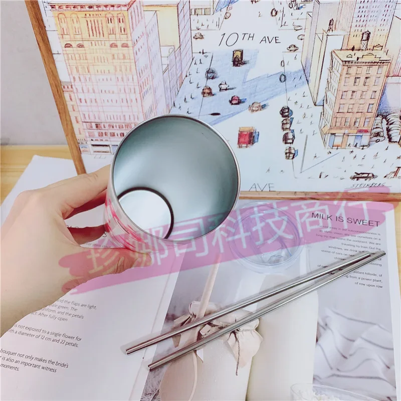 Loopy Thermos Cup Cartoon Stainless Steel Cold Insulation Straw Kawaii Ice Cup Beautiful Birthday Gift