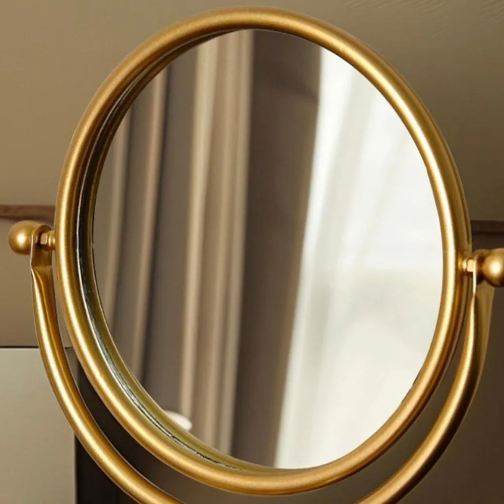 360° Rotatable Makeup Mirror Light Luxury Iron Frame Bow Vanity Mirror Simple Home Decoration Desktop Stand Mirror Women