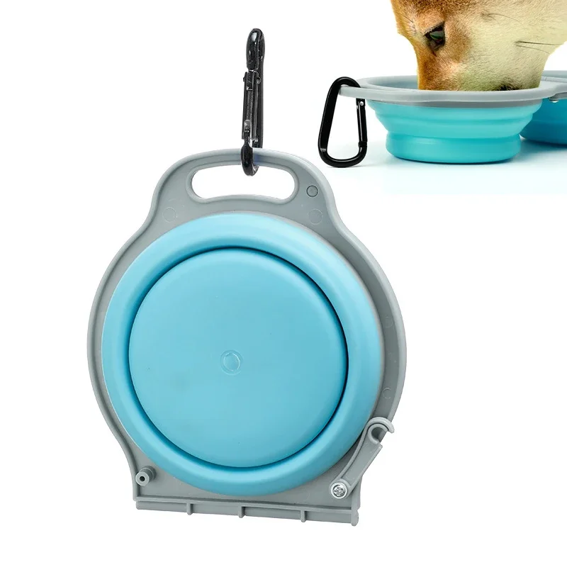 Multi-color Folding TPR ABS Pet Bowl Outdoor Pet Double Bowl Food Utensils Pet Supplies Mountaineering Portable Dog Bowl