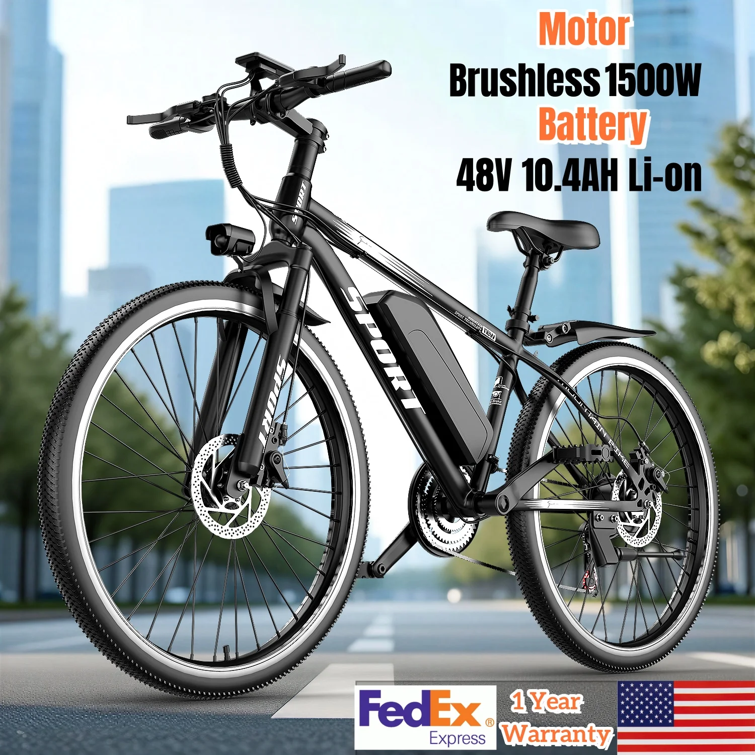 

JUNFUN Electric Bike for Adults, 1500W Motor, 26'' Tires, 25mph 45Mile Mountain Ebike, 499WH Removable Battery, 7 Speed Gear