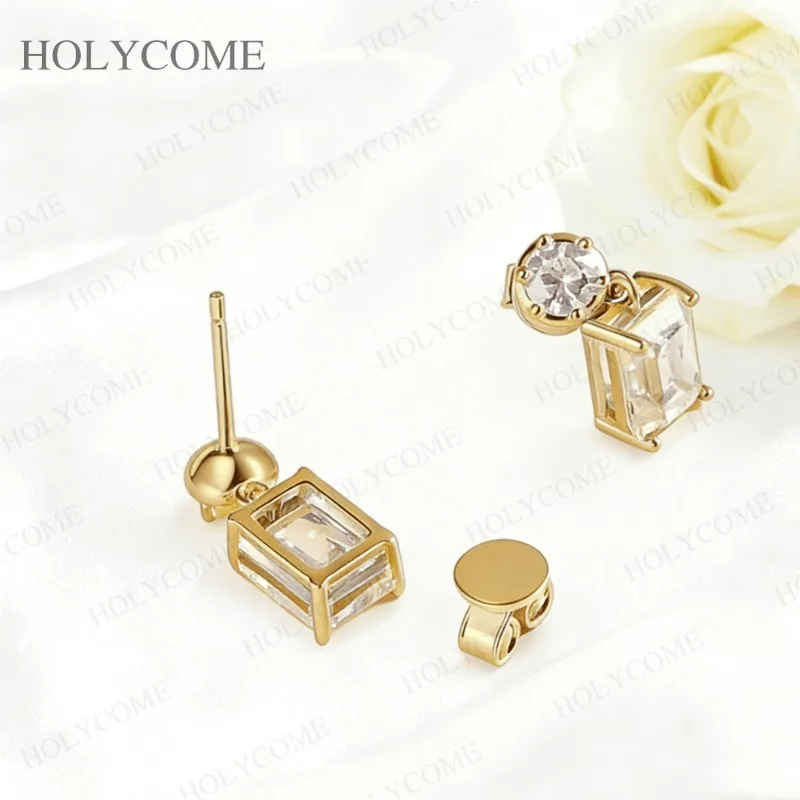 D Color Personalized Moissanite Stud Earrings Round Emerald Total 2.2CT/4.6CT 925 Sterling Silver Sparkling Jewelry Gifts Charms