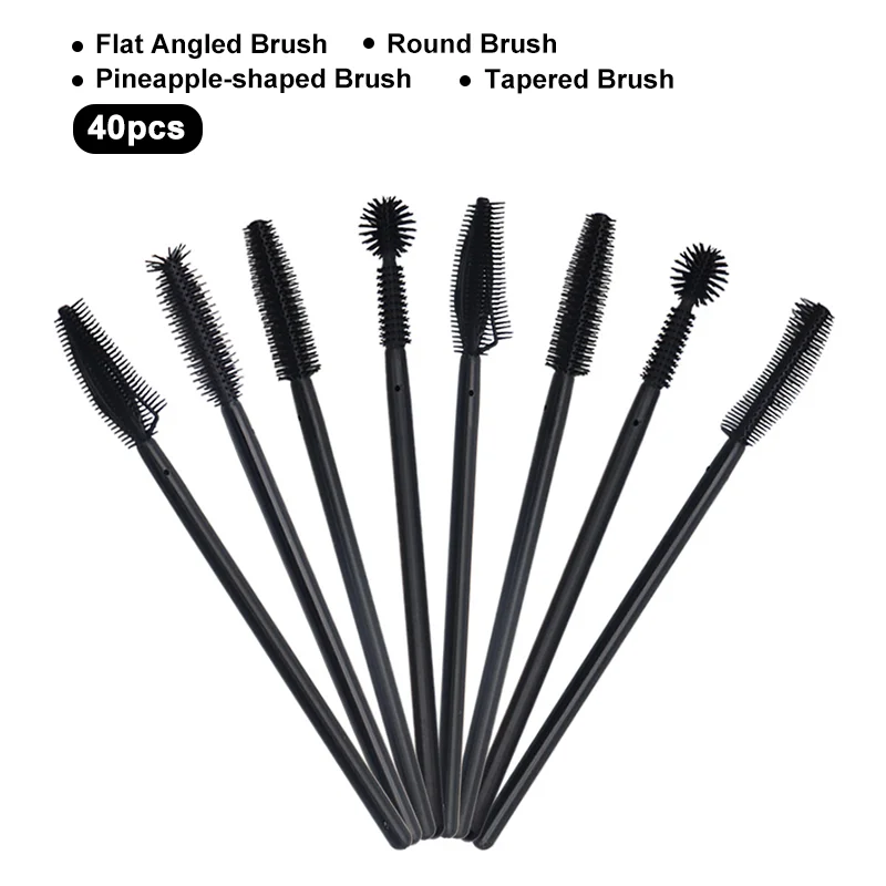 50 pçs descartáveis silicone cílios escovas aplicador olho lash rímel varinhas escova extensão de cílios ferramentas de maquiagem feminina