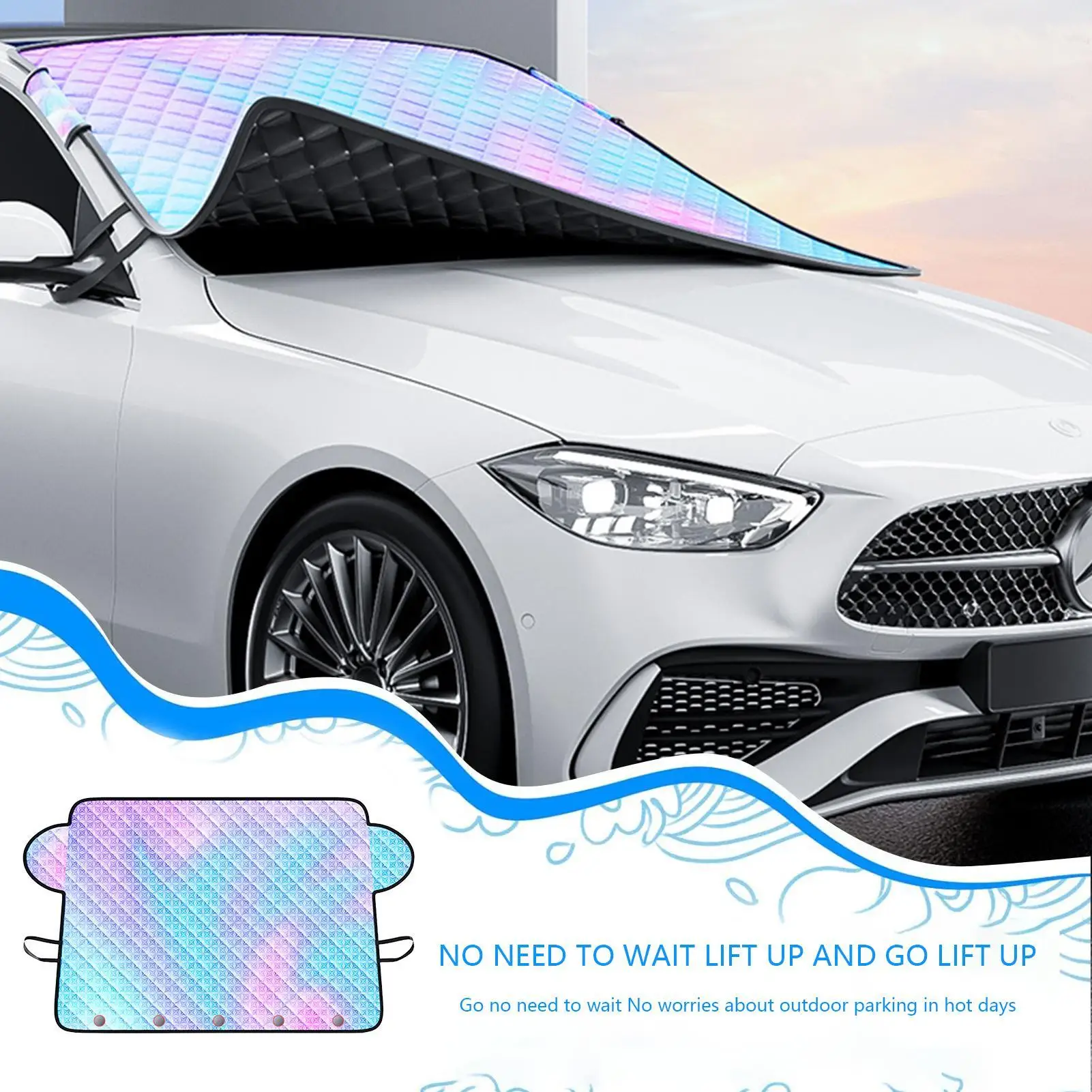 

Лобовое стекло автомобиля, снежный чехол, устойчивый к атмосферным воздействиям, сверхмощный солнцезащитный козырек, зимний солнцезащитный козырек для удаления мороза и льда для прицепа, грузовика на колесах