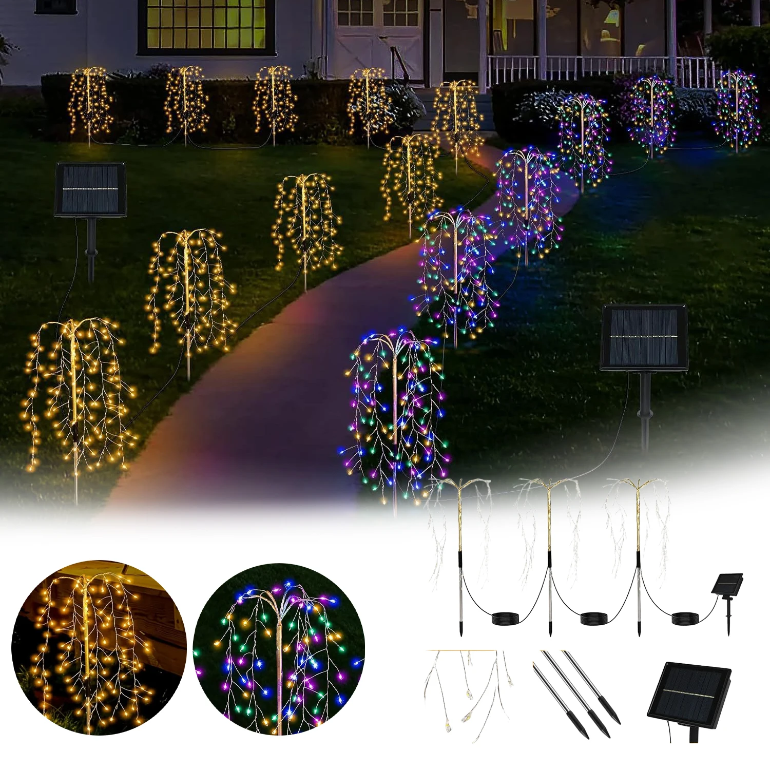 

Waterproof Ground Mount Solar LED Sparkler String Lights for Outdoor Garden Christmas Party Atmosphere Yard Decor