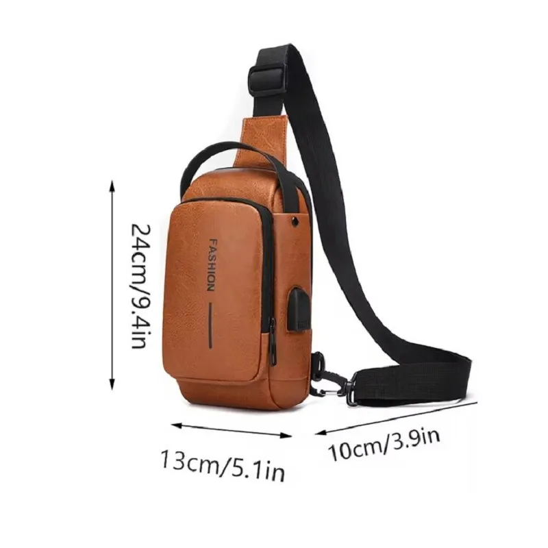 Men's Anti-Theft USB Chest Bag Multifunction Sling Shoulder & Password Lock Crossbody Cycling