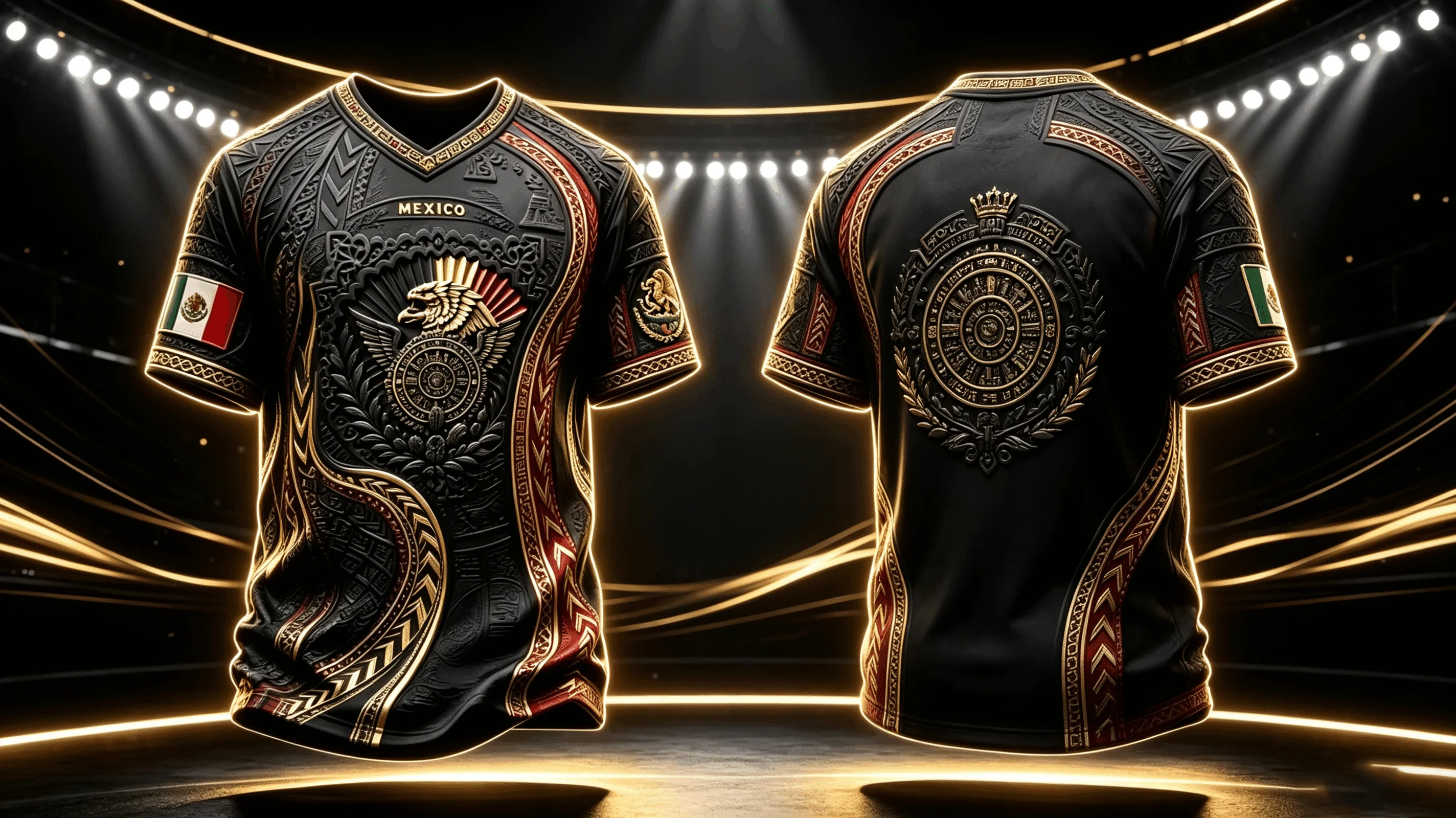 Outdoor Lighting Jersey - メキシコ アステカ イーグル トーテム プリント フットボールジャージ