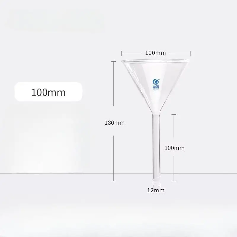 2pcs/lot Dia 100mm Clear Glass funnel with straight top SHORT NECK for Laboratory tests