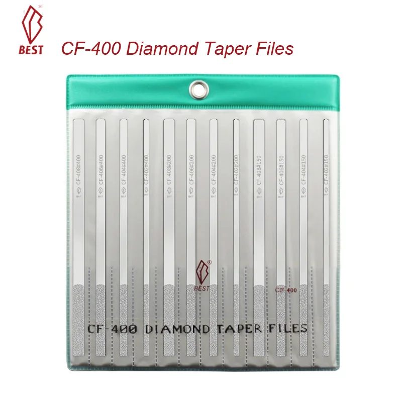 12PCS/set BEST Diamond Tapered Hand file CF-400 Alloy diamond metal mold polishing file 2~8mmThin flat sand file Grit150~600#