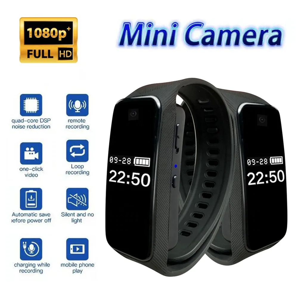 HD 1080P Mini Camera Smart Bracelet Portable Wearable Video Recording Camcorder Wristband Camera Audio Sport DVR Watch