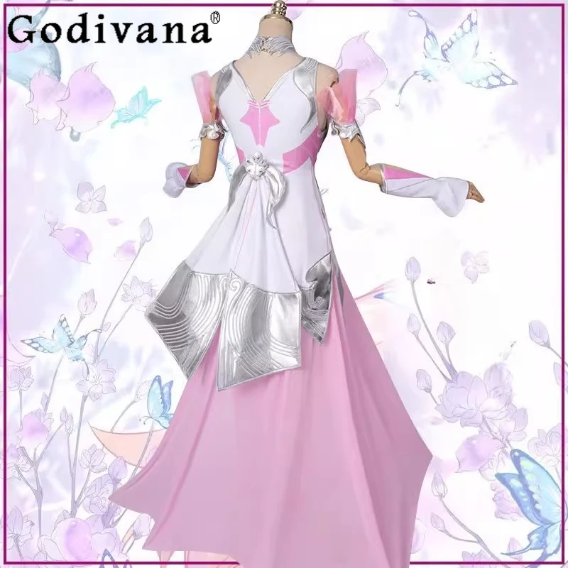 Appuntamento Cosplay Abito da donna Festa di compleanno Abito lungo rosa Abito formale da prestazione a vita alta femminile