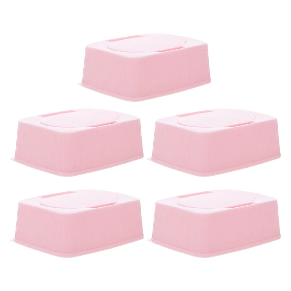 

5Pcs Travel Wipe Tissue Storage Box Flip Top Design for Baby Wipes Cotton Pads Nursery Bathroom Makeup Organizer