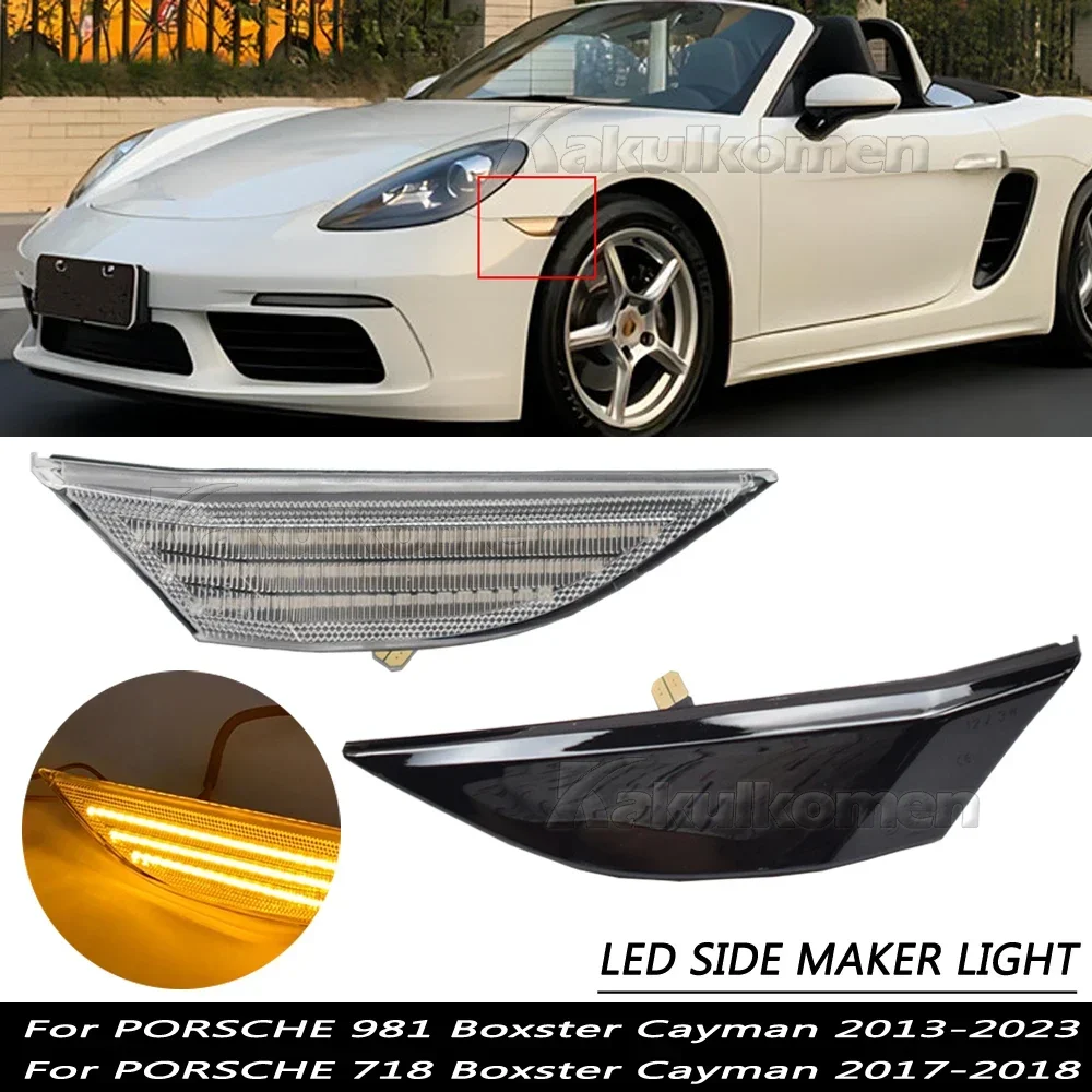 Sequencial dinâmico Turn Signal Blinker, Repetidor Marcador Lateral, Lâmpada para Porsche 718, Boxster Cayman Spyder 982