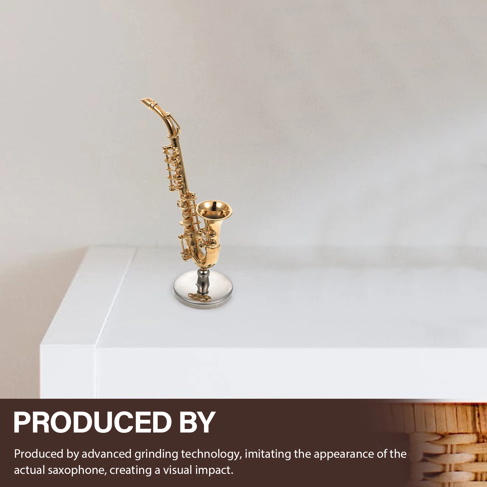 

1Set Saxophone Ornament Exquisite Miniature Metal Desktop Decor for Home Office Collection Realistic Design Gift Idea
