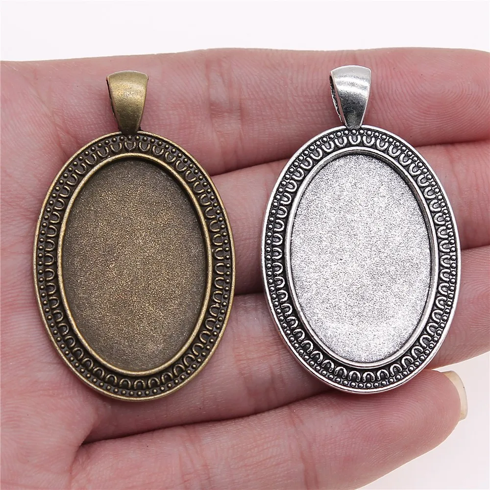 5pcs 20x30mm Inner Size 47x29mm Outer Size Antique Bronze Alloy Oval Shape Cameo Cabochon Base Setting