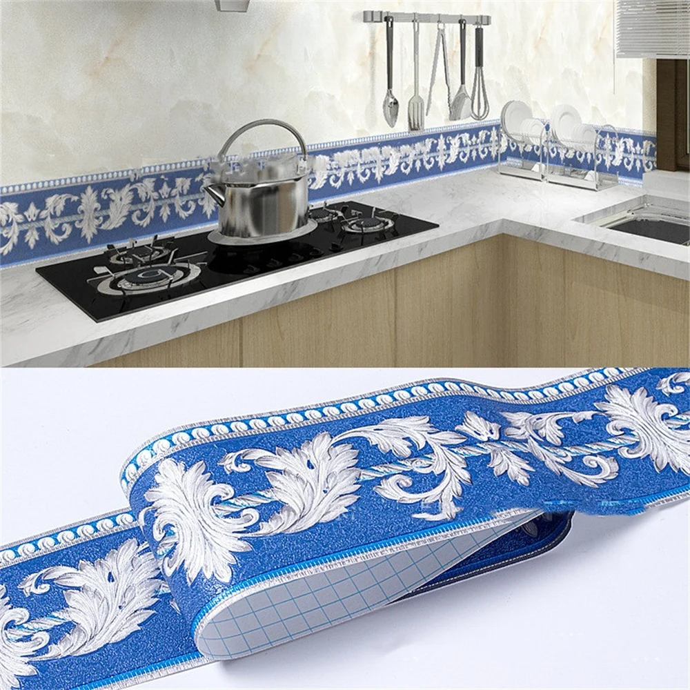 10CM PVC Waterproof Waist Line Wood Marble SelfAdhesive Skirting Line Wallpaper Living Room Decor Vinyl Border Wall Corner Stick