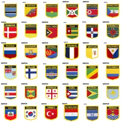 Botswana Bhutan Burkina Faso Burundi North Korea Denmark Germany Dominican Rep. Flag Shield Shape Iron on Embroidery Patches