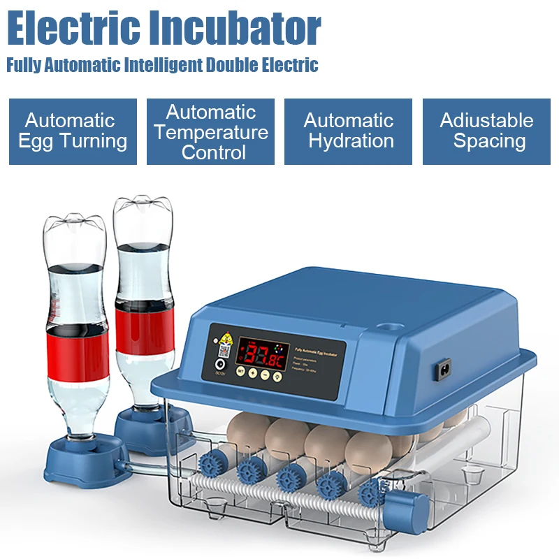 Full Automatic Intelligent Double Electric Incubator Color Screen Display Automatic Water Replenishment Mini Household Incubator