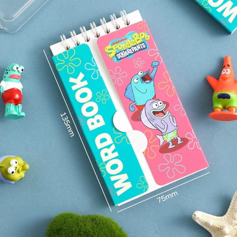 SpongeBob Spiral Coil Notebook, Back‑to‑School English Word Book for Dictation Recitation, Aesthetic Cartoon Stationery
