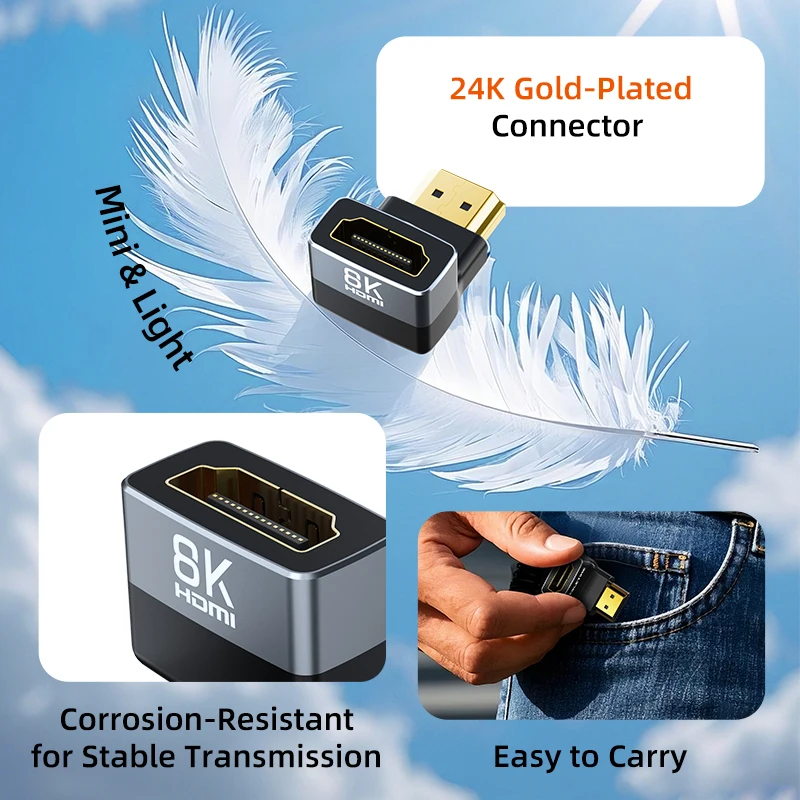 CABLETIME 8K HDMI محول ذكر إلى أنثى محول محول UHD2.1 دعم 8K HDMI 2.1 4K 120 هرتز 48Gbps لأجهزة الكمبيوتر المحمول HDTV PS5