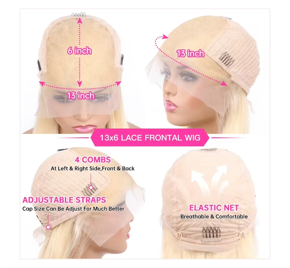 40inch 13x6 613 Blonde Colored Human Hair Lace Front Wigs 200% HD Lace Frontal Wigs Straight Honey Blonde Color Human Hair Wigs image 7