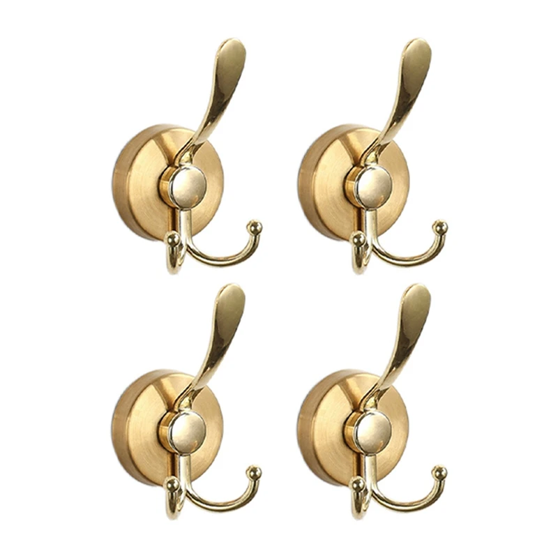 4Pcs Stainless Steel Sucker Double Hook Punch-Free Powerful Sucker Hook Reusable Rust-Proof Clothes Hook